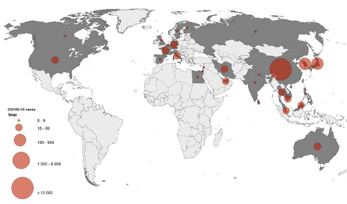 نقشه سرایت ویروس کرونا در دنیا