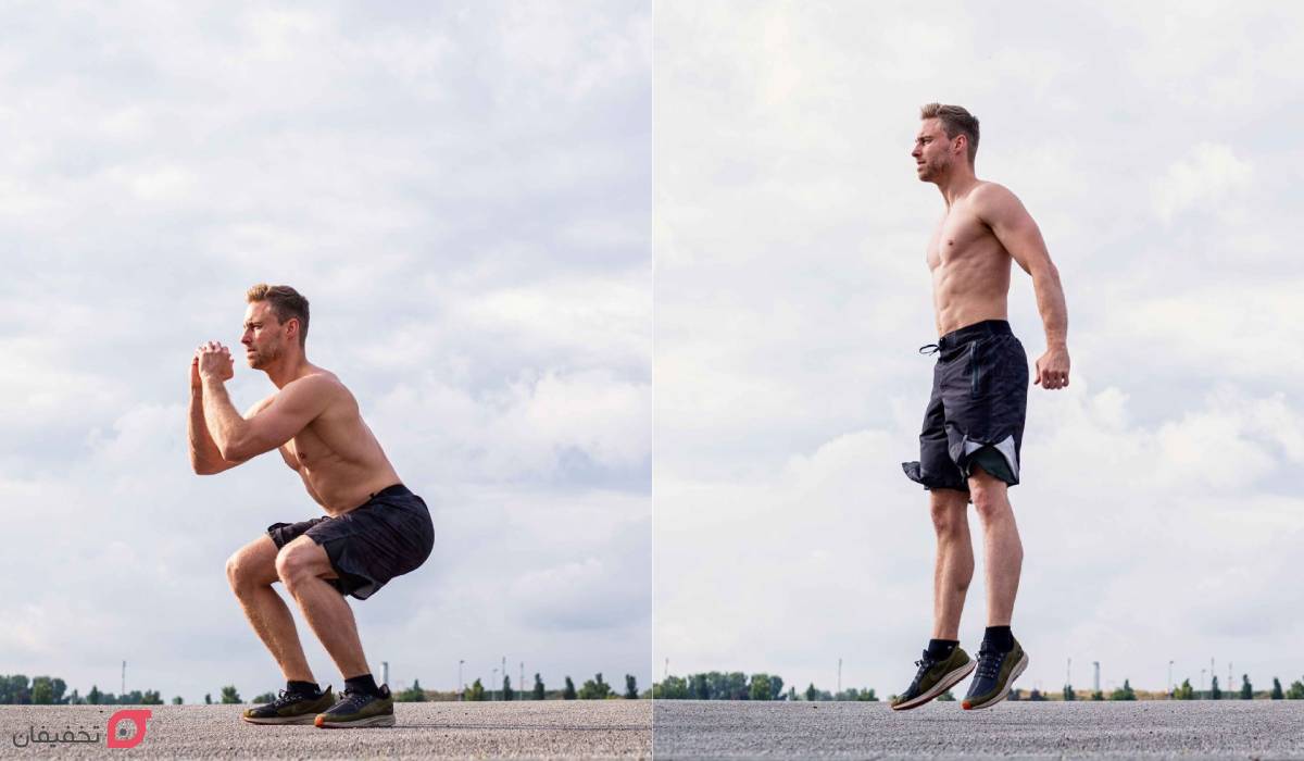 اسکات پرشی چیست | حرکات اسکوات پرشی بدون وزنه و با هالتر 5 اسکوات پرشی