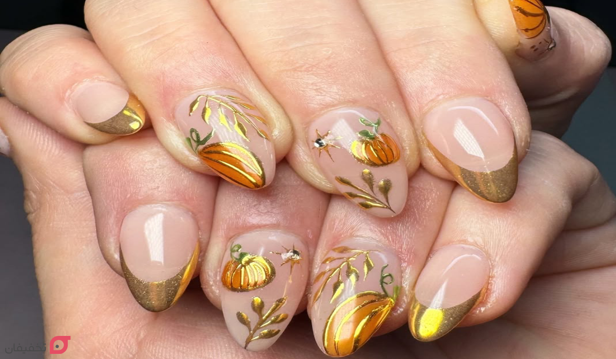 طرح ناخن پاییزی | 30 ایده جدید و ترند مینیمال و شیک 1404 13 طرح ناخن پاییزی شیک و باکلاس