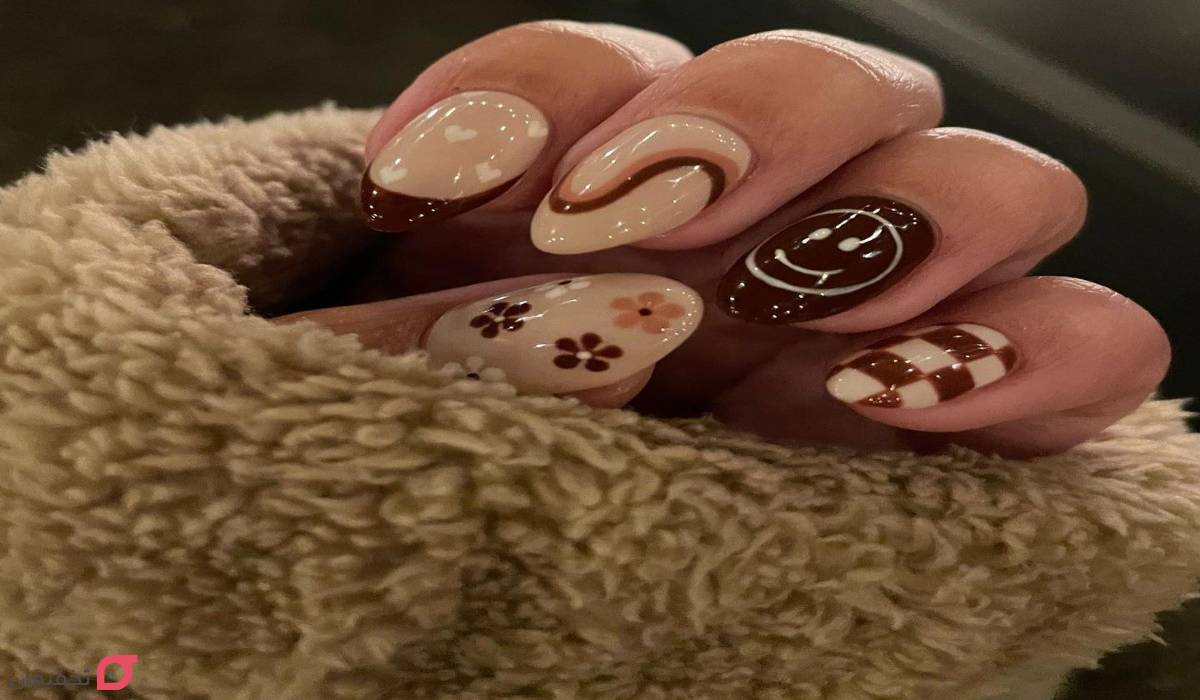 طرح ناخن پاییزی | 30 ایده جدید و ترند مینیمال و شیک 1404 19 ناخن پاییزی جدید