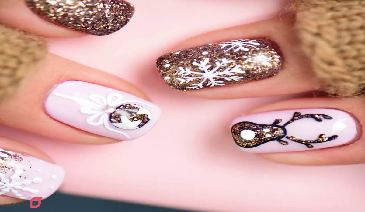 طرح ناخن کریسمس | عکس 22 مدل شیک و ساده جدید 2026 13 مدل ناخن کریسمس شیک