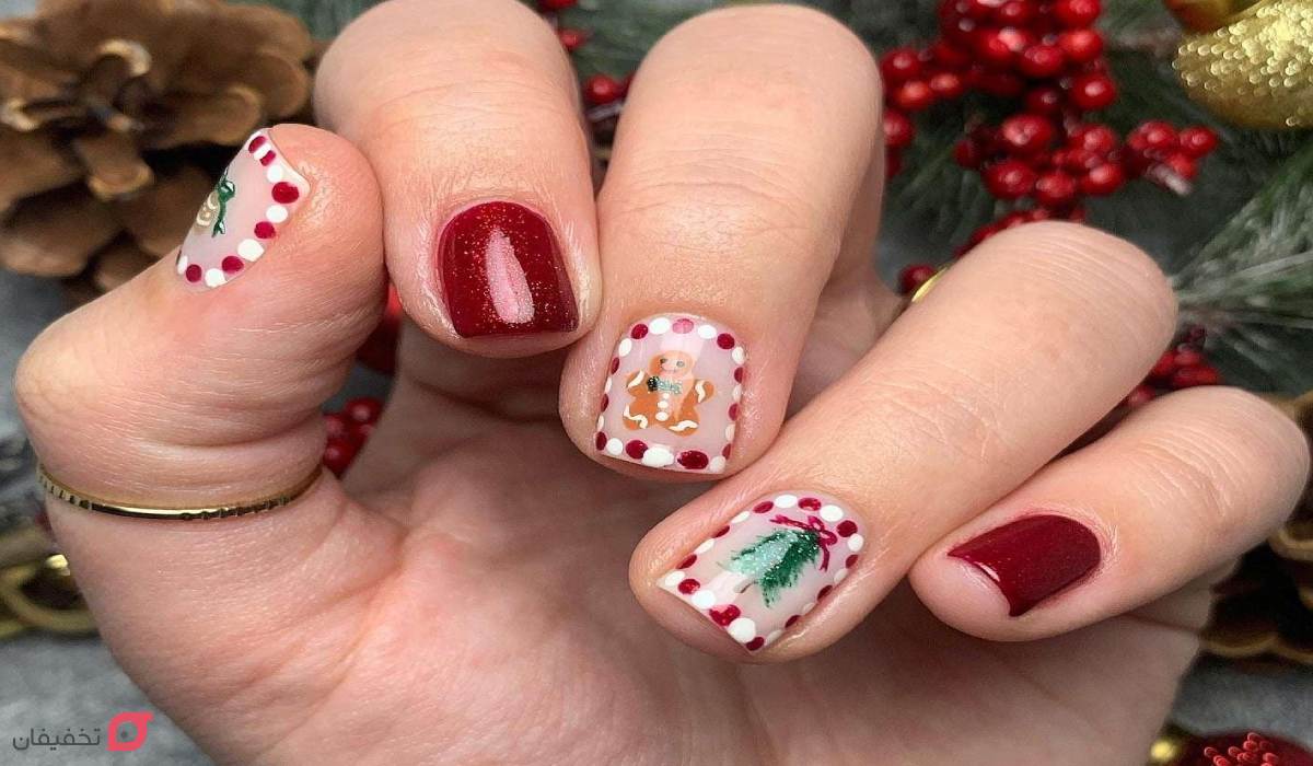 طرح ناخن کریسمس | عکس 22 مدل شیک و ساده جدید 2026 22 کاشت ناخن کریسمس