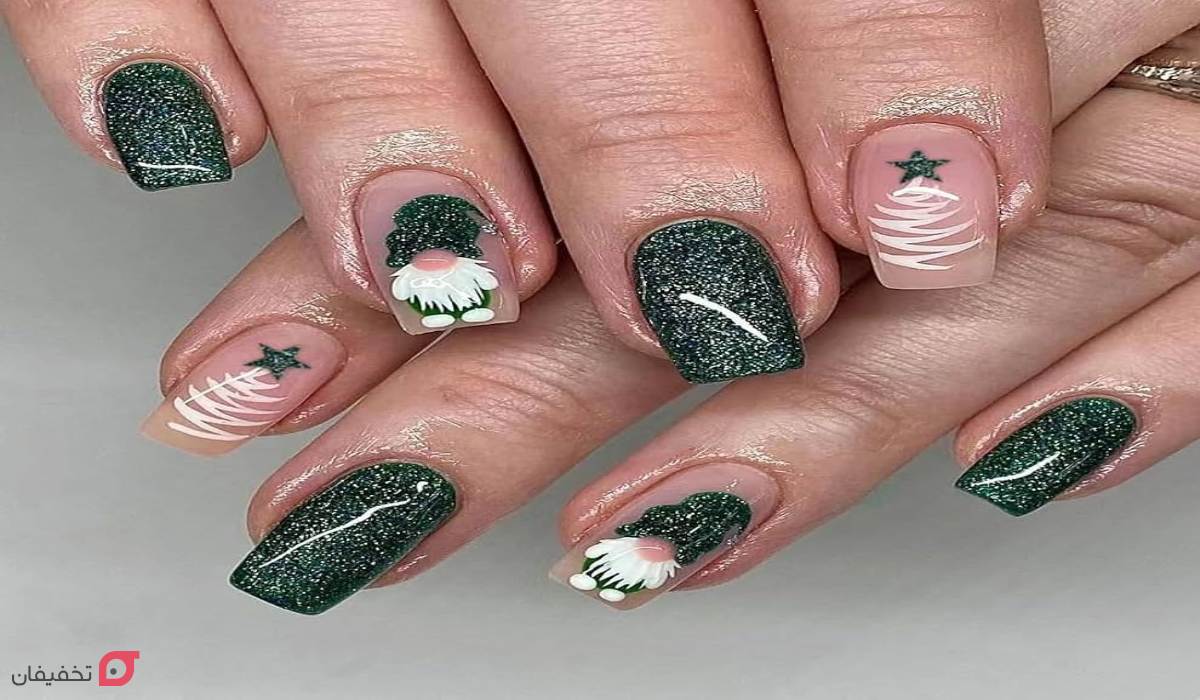 طرح ناخن کریسمس | عکس 22 مدل شیک و ساده جدید 2026 5 عکس مدل ناخن کریسمس