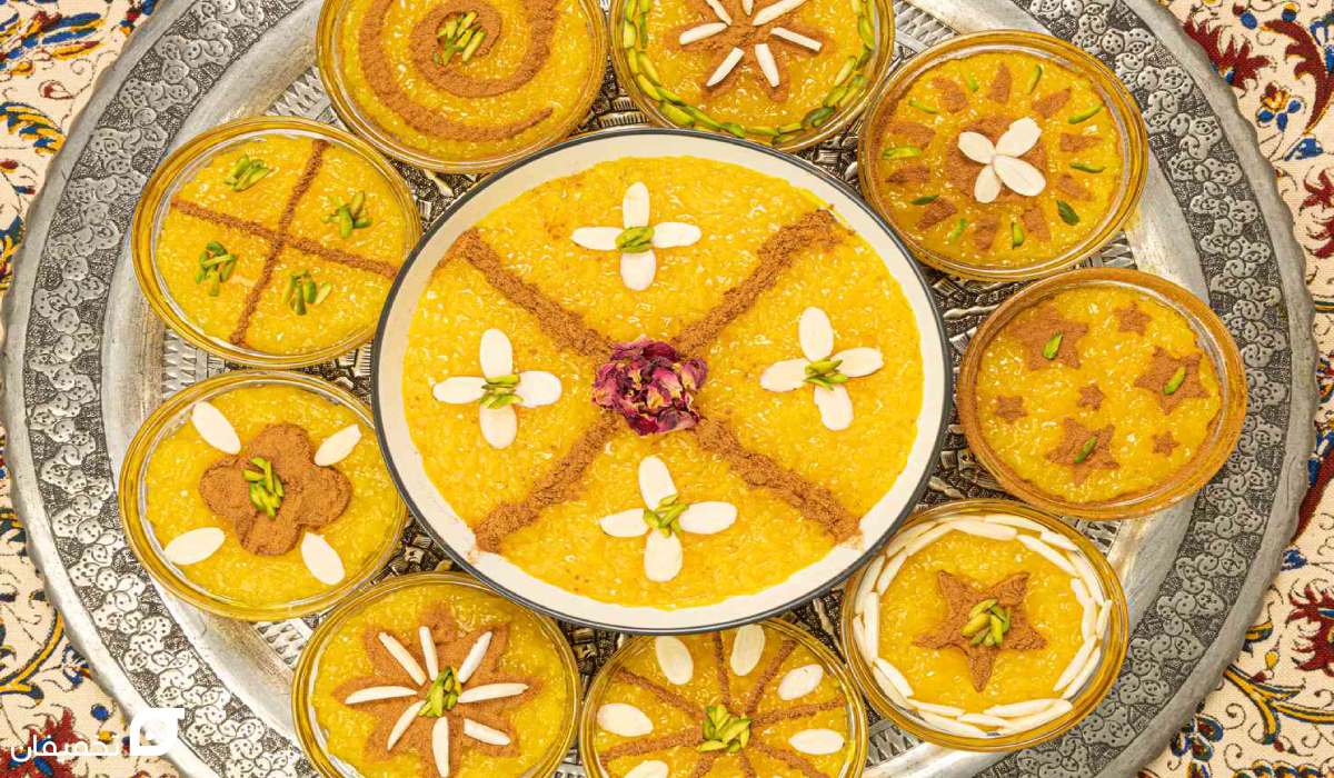 طرز تهیه شله زرد نذری برای 30 نفر | از مواد لازم تا تزیین 5 شله زرد نذری برای 30 نفر