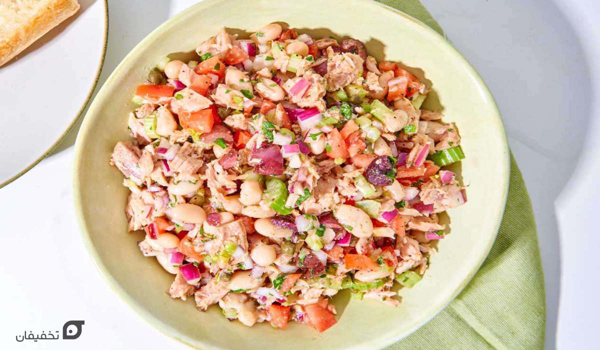 سالاد تن ماهی | طرز تهیه 8 نوع سالاد خوشمزه و رژیمی 9 سالاد تن ماهی با لوبیا سفید